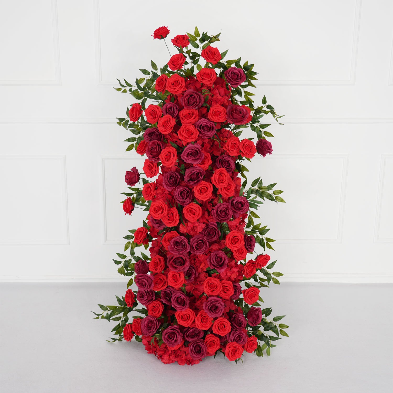 Artificial Red Rose Wedding KT Background Board Decor Flower Row Picture 11